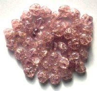 50 8mm Light Amethyst Crackle Glass Heart Beads